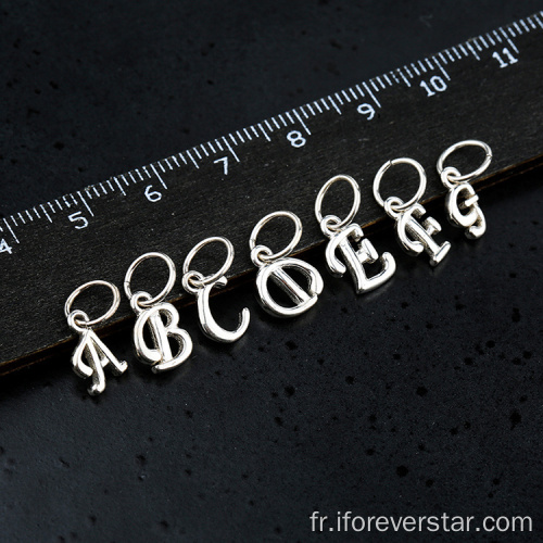 Pendentifs alphabet en plaqué or argent 925